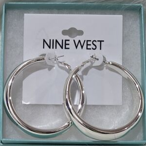 Nine West Thick Silver Hoop Earrings
